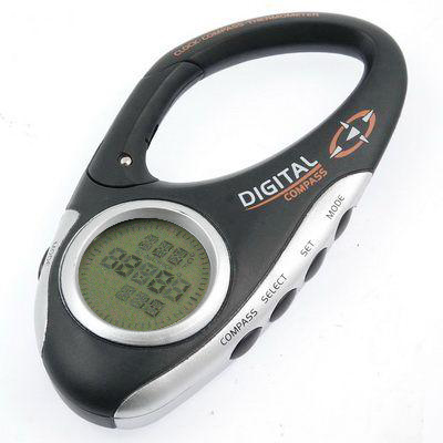 Travel Electronic Compass Thermometer Clock LCD Clip on